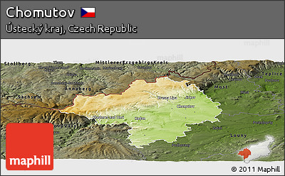 Physical Panoramic Map of Chomutov, darken