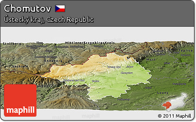 Physical Panoramic Map of Chomutov, darken