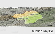 Physical Panoramic Map of Chomutov, darken, semi-desaturated