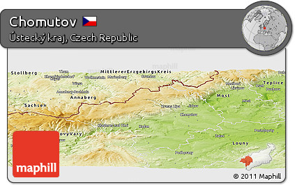 Physical Panoramic Map of Chomutov