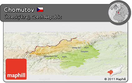 Physical Panoramic Map of Chomutov, lighten