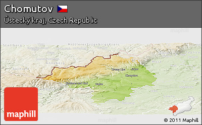 Physical Panoramic Map of Chomutov, lighten