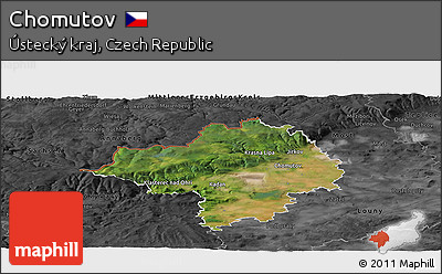 Satellite Panoramic Map of Chomutov, darken, desaturated