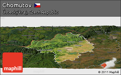Satellite Panoramic Map of Chomutov, darken