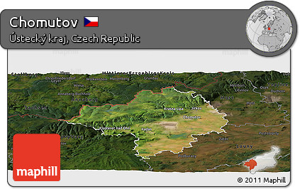 Satellite Panoramic Map of Chomutov, darken