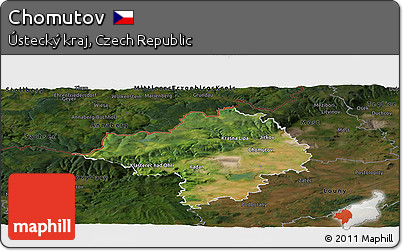 Satellite Panoramic Map of Chomutov, darken