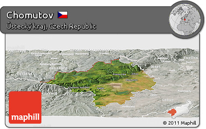 Satellite Panoramic Map of Chomutov, lighten, semi-desaturated