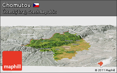 Satellite Panoramic Map of Chomutov, lighten, semi-desaturated