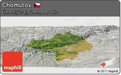 Satellite Panoramic Map of Chomutov, lighten, semi-desaturated