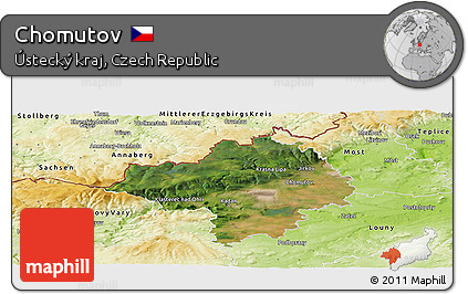 Satellite Panoramic Map of Chomutov, physical outside