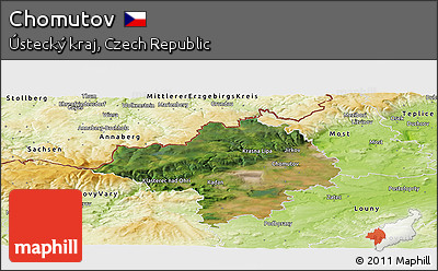 Satellite Panoramic Map of Chomutov, physical outside