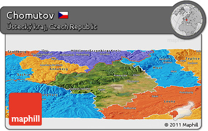 Satellite Panoramic Map of Chomutov, political outside