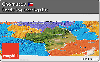 Satellite Panoramic Map of Chomutov, political outside