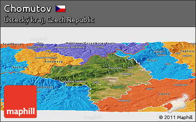 Satellite Panoramic Map of Chomutov, political outside
