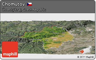 Satellite Panoramic Map of Chomutov, semi-desaturated