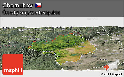 Satellite Panoramic Map of Chomutov, semi-desaturated