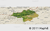 Satellite Panoramic Map of Chomutov, shaded relief outside