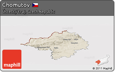 Shaded Relief Panoramic Map of Chomutov, cropped outside