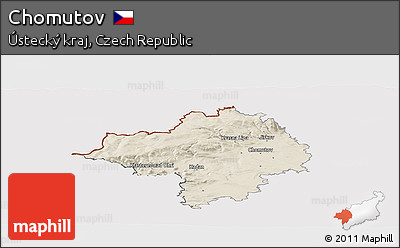 Shaded Relief Panoramic Map of Chomutov, cropped outside