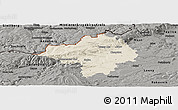 Shaded Relief Panoramic Map of Chomutov, darken, semi-desaturated