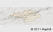 Shaded Relief Panoramic Map of Chomutov, lighten, semi-desaturated