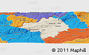 Shaded Relief Panoramic Map of Chomutov, political outside