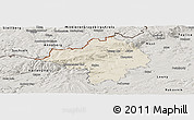 Shaded Relief Panoramic Map of Chomutov, semi-desaturated