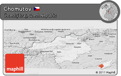 Silver Style Panoramic Map of Chomutov