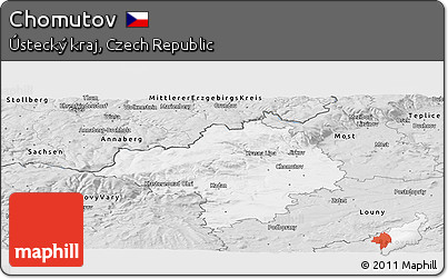 Silver Style Panoramic Map of Chomutov