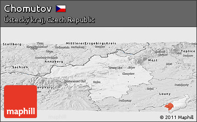 Silver Style Panoramic Map of Chomutov
