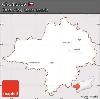 Classic Style Simple Map of Chomutov, cropped outside