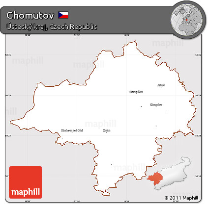 Classic Style Simple Map of Chomutov, cropped outside