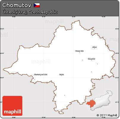 Classic Style Simple Map of Chomutov, cropped outside