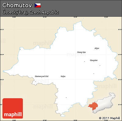 Classic Style Simple Map of Chomutov, single color outside