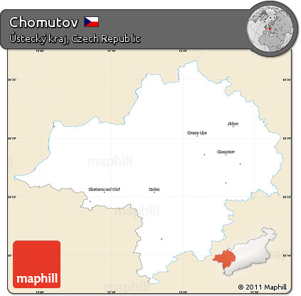 Classic Style Simple Map of Chomutov, single color outside