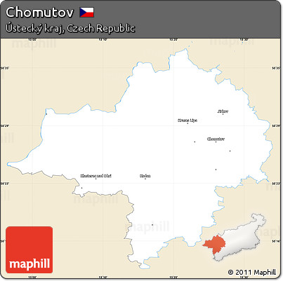 Classic Style Simple Map of Chomutov, single color outside