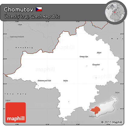 Gray Simple Map of Chomutov