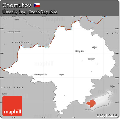 Gray Simple Map of Chomutov