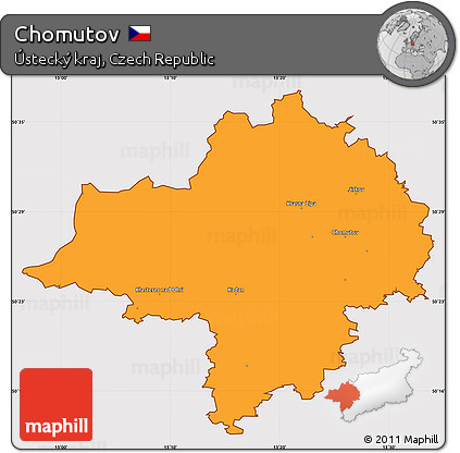 Political Simple Map of Chomutov, cropped outside