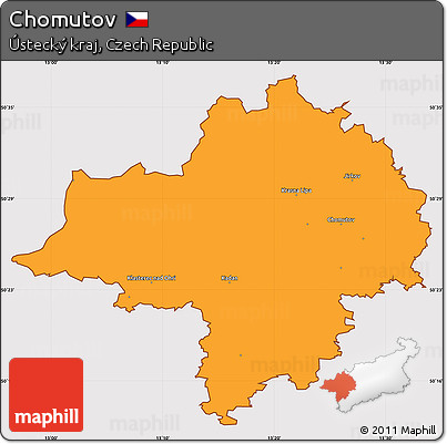 Political Simple Map of Chomutov, cropped outside
