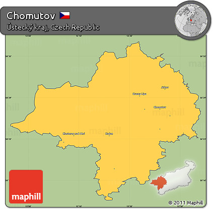 Savanna Style Simple Map of Chomutov, cropped outside