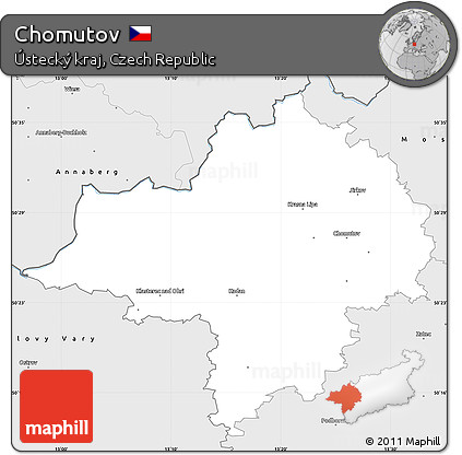 Silver Style Simple Map of Chomutov