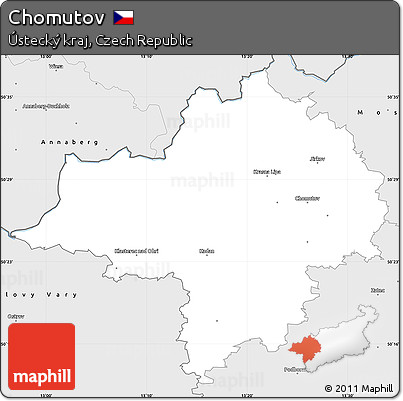Silver Style Simple Map of Chomutov