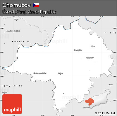 Silver Style Simple Map of Chomutov