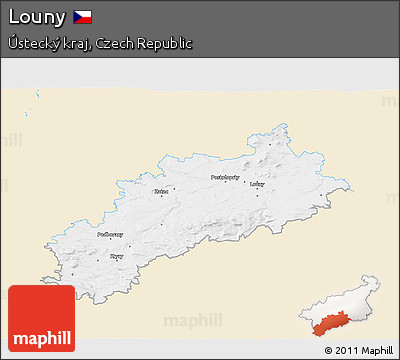 Classic Style 3D Map of Louny, single color outside