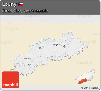 Classic Style 3D Map of Louny, single color outside
