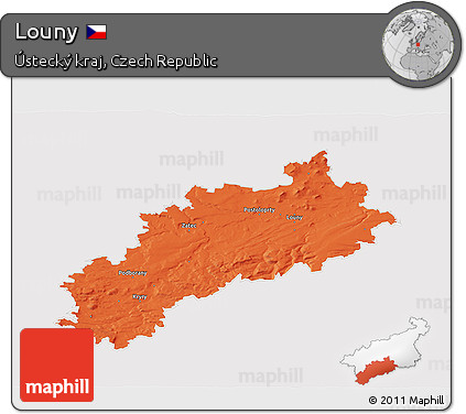Political 3D Map of Louny, cropped outside