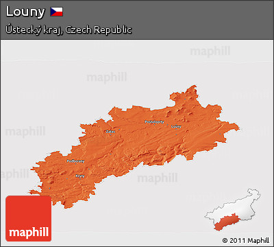 Political 3D Map of Louny, cropped outside