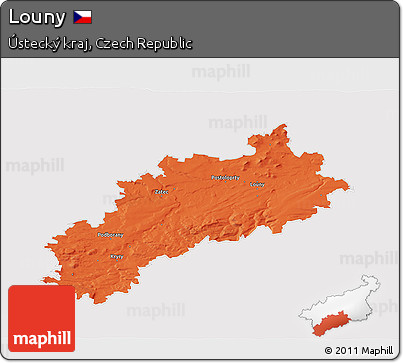 Political 3D Map of Louny, cropped outside