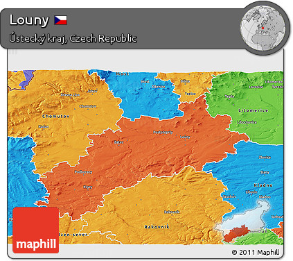 Political 3D Map of Louny